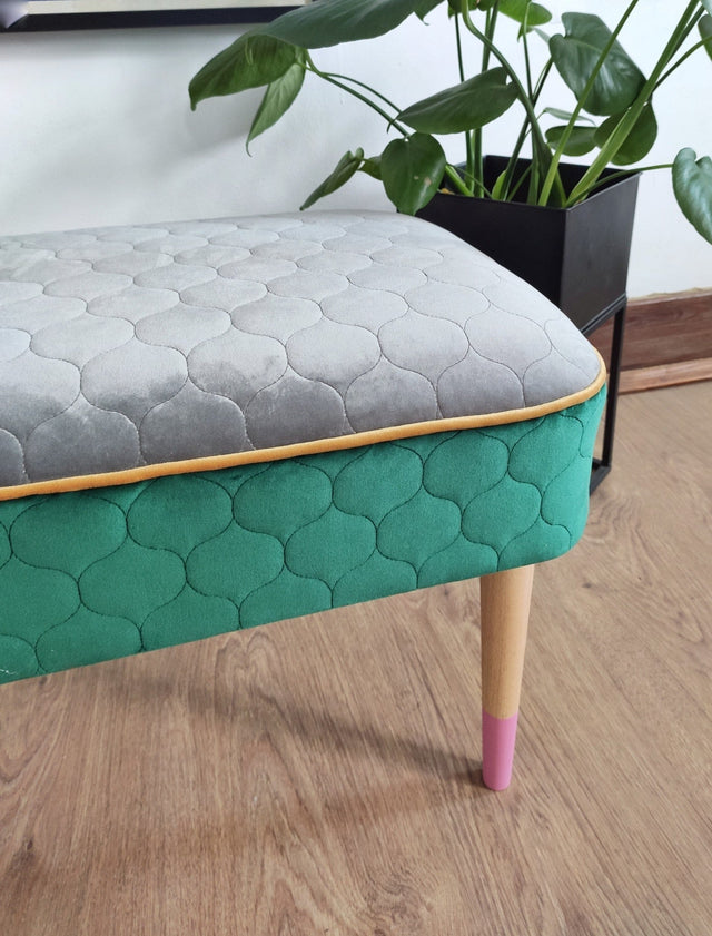 Klar snövit magic velvet 3D – quiltad velour med droppmönster (bild 6 av 8)