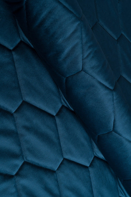 Mörk petrolblå magic velvet 3D – quiltad velour med sexkantsmönster (bild 1 av 8)