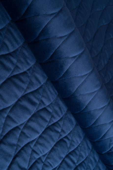 Klassisk marinblå magic velvet 3D – quiltad velour med vågmönster (bild 1 av 8)