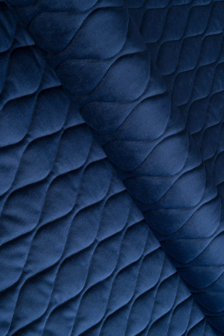 Klassisk marinblå magic velvet 3D – quiltad velour med bladmönster (bild 1 av 8)