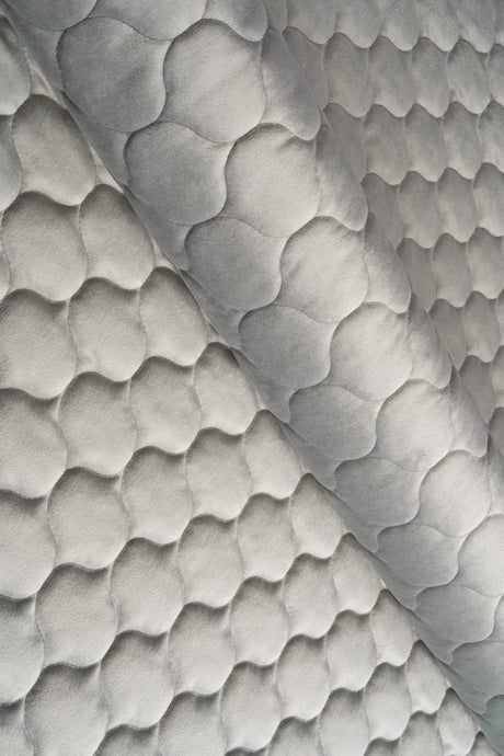 Lugn stengrå magic velvet 3D – quiltad velour med droppmönster (bild 1 av 8)