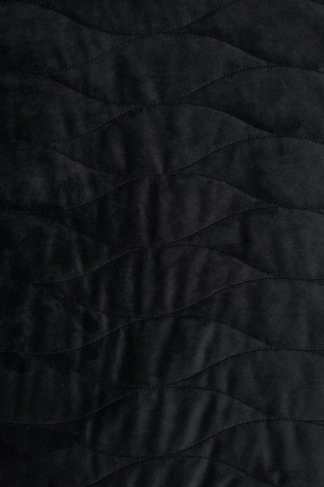 Matt nattsvart magic velvet 3D – kviltad velour med vågmönster (bild 2 av 8)