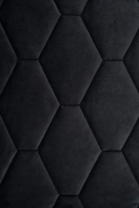 Matt nattsvart magic velvet 3D – kviltad velour med sexkantsmönster (bild 2 av 8)