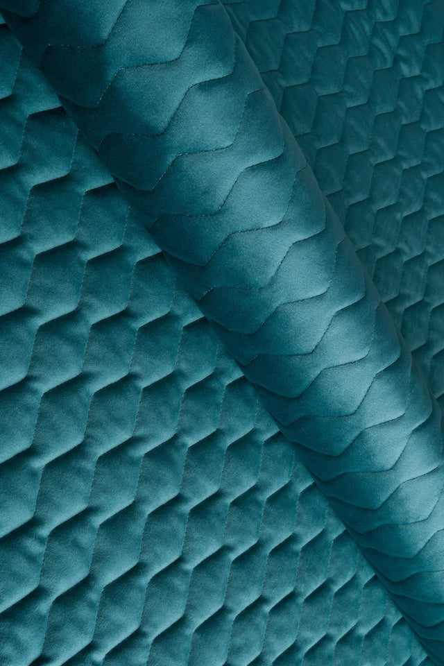 Djup lagunturkos magic velvet 3D – quiltad velour med sicksackmönster (bild 1 av 8)