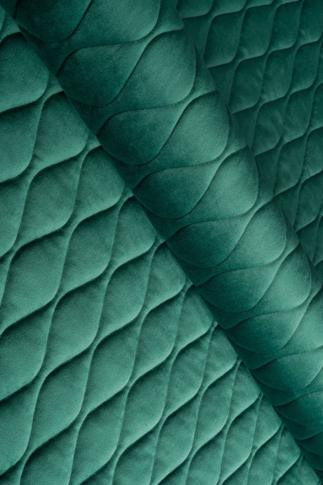 Mörk smaragdgrön magic velvet 3D – quiltad velour med bladmönster (bild 1 av 8)