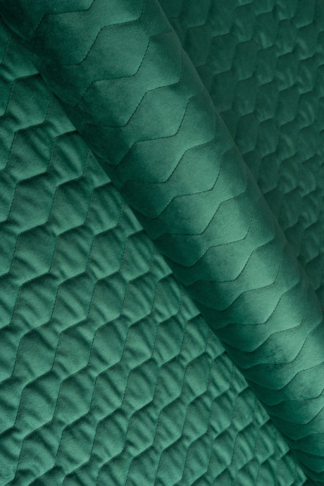 Mörk smaragdgrön magic velvet 3D – quiltad velour med sicksackmönster (bild 1 av 8)