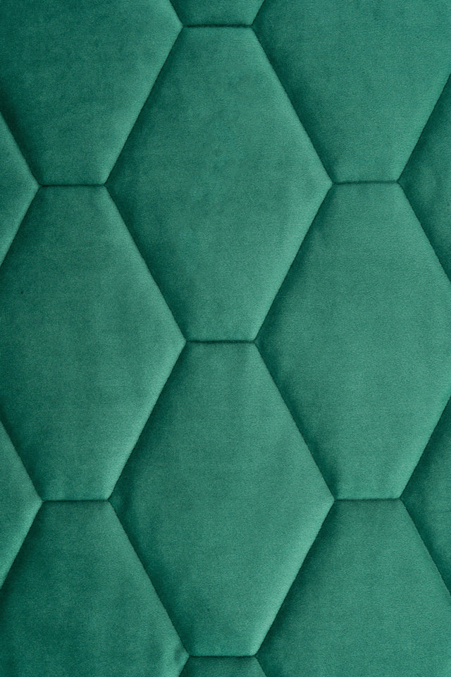 Mörk smaragdgrön magic velvet 3D – quiltad velour med sexkantsmönster (bild 2 av 8)