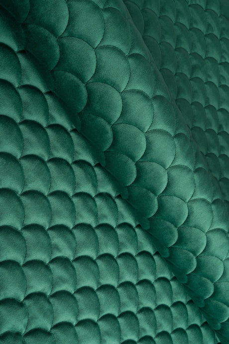 Mörk smaragdgrön magic velvet 3D – quiltad velour med fjällmönster (bild 1 av 8)
