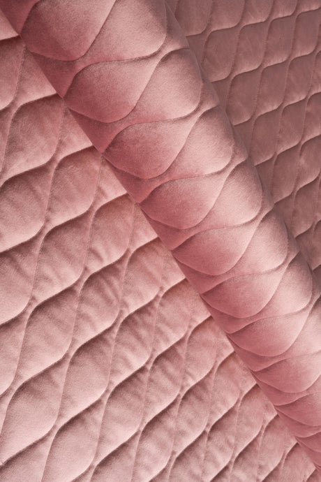 Dammig gammalrosa magic velvet 3D – quiltad velour med bladmönster (bild 1 av 8)