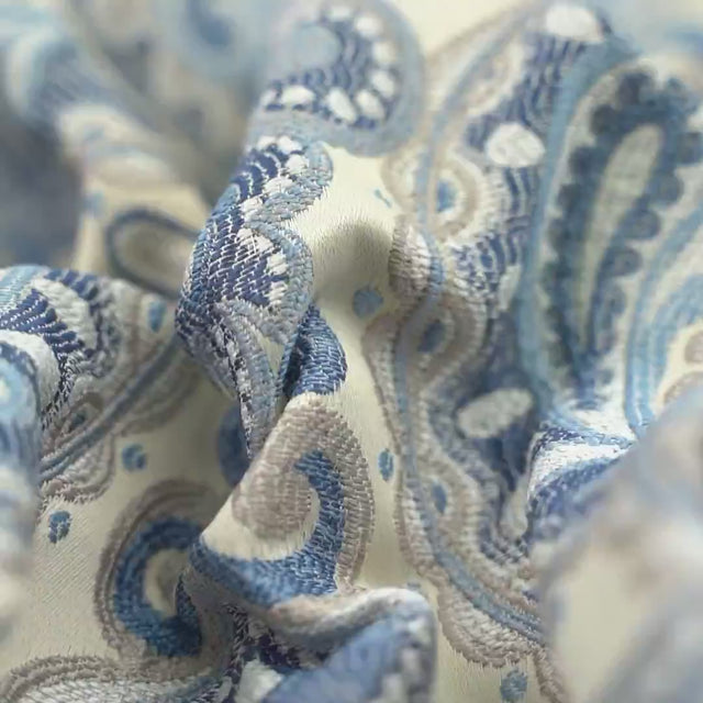 OCKRAGUL PAISLEY PÅ SAND BOMBAJ JACQUARD MÖBELTYG – PAISLEY-MÖNSTER