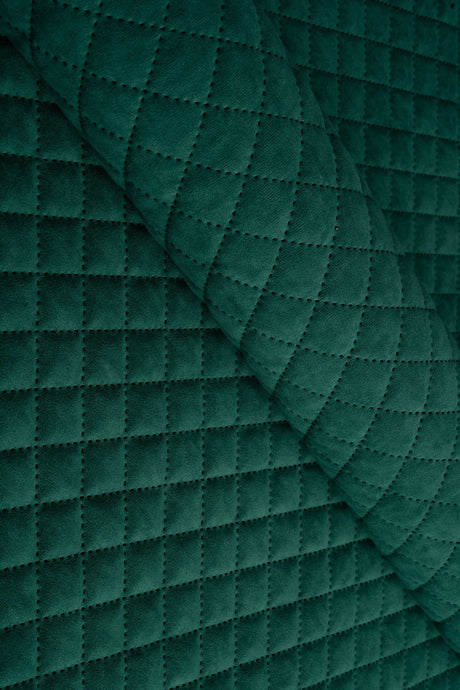Dämpad grangrön Uttario velvet 3D – quiltad velour med rutmönster (bild 1 av 3)
