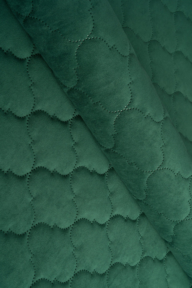 Dämpad grangrön Uttario velvet 3D – quiltad velour med bubbelmönster (bild 1 av 3)
