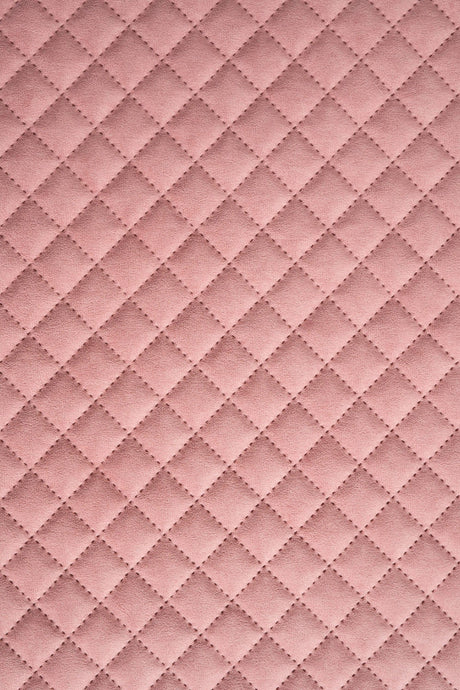 Mjuk korallrosa Uttario velvet 3D – quiltad velour med rutmönster (bild 2 av 3)