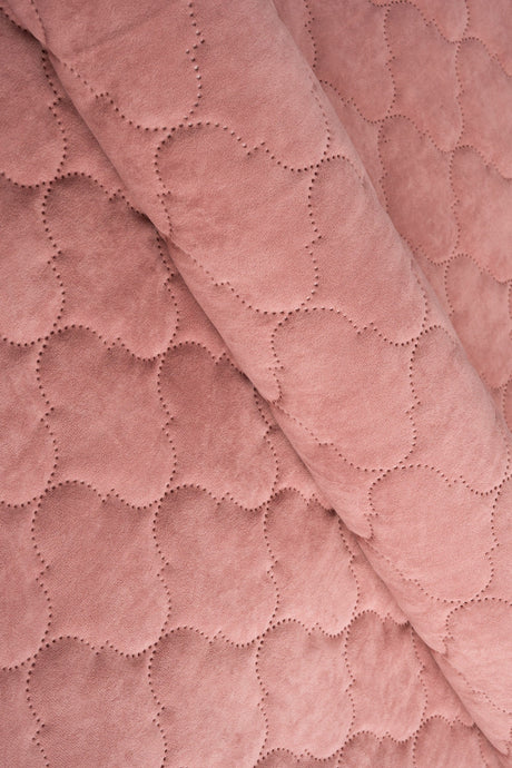 Mjuk korallrosa Uttario velvet 3D – quiltad velour med bubbelmönster (bild 1 av 3)