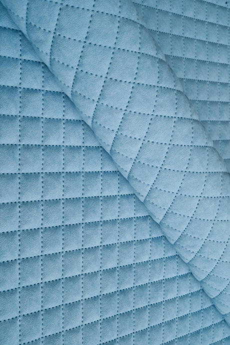 Ljus himmelsblå Uttario velvet 3D – quiltad velour med rombmönster (bild 1 av 3)