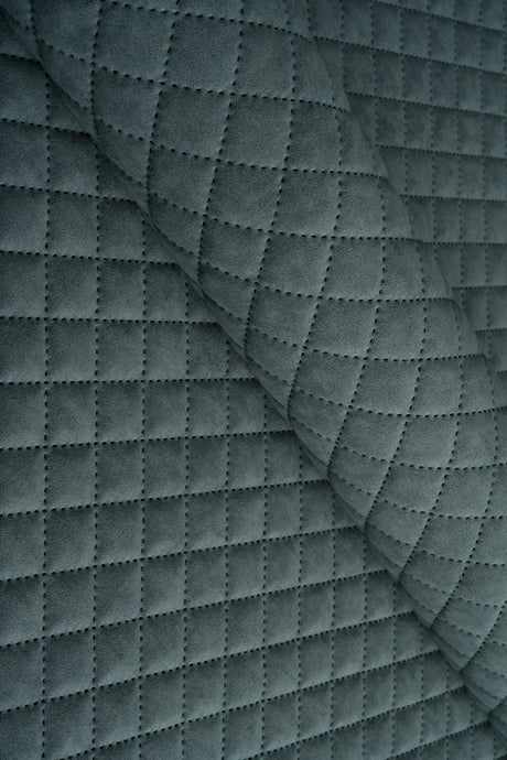 Mörk stormgrå Uttario velvet 3D – quiltad velour med rutmönster (bild 1 av 3)