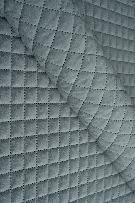 Ljus dimgrå Uttario velvet 3D – quiltad velour med rombmönster (bild 1 av 3)
