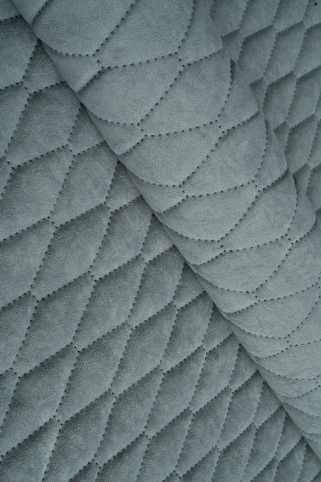 Ljus dimgrå Uttario velvet 3D – quiltad velour med bladmönster (bild 1 av 3)