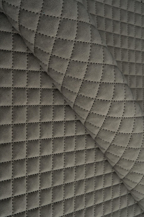 Varm drivvedgrå Uttario velvet 3D – quiltad velour med rutmönster (bild 1 av 3)