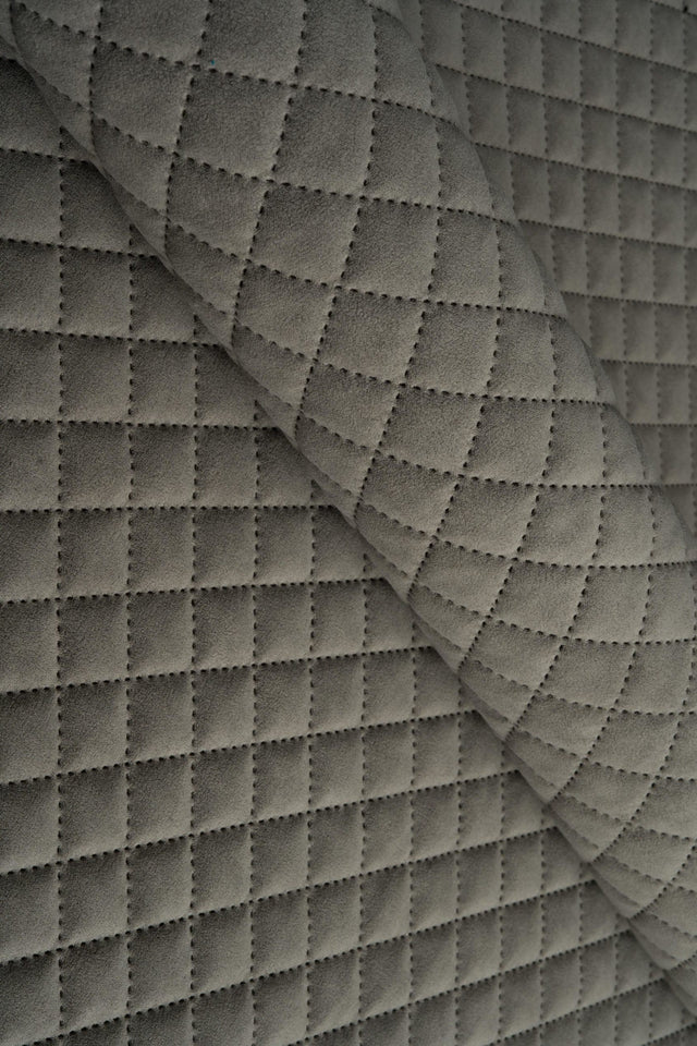 Varm drivvedgrå Uttario velvet 3D – quiltad velour med rutmönster (bild 1 av 3)