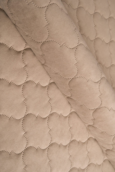 Varm dynbeige Uttario velvet 3D – quiltad velour med bubbelmönster (bild 1 av 3)