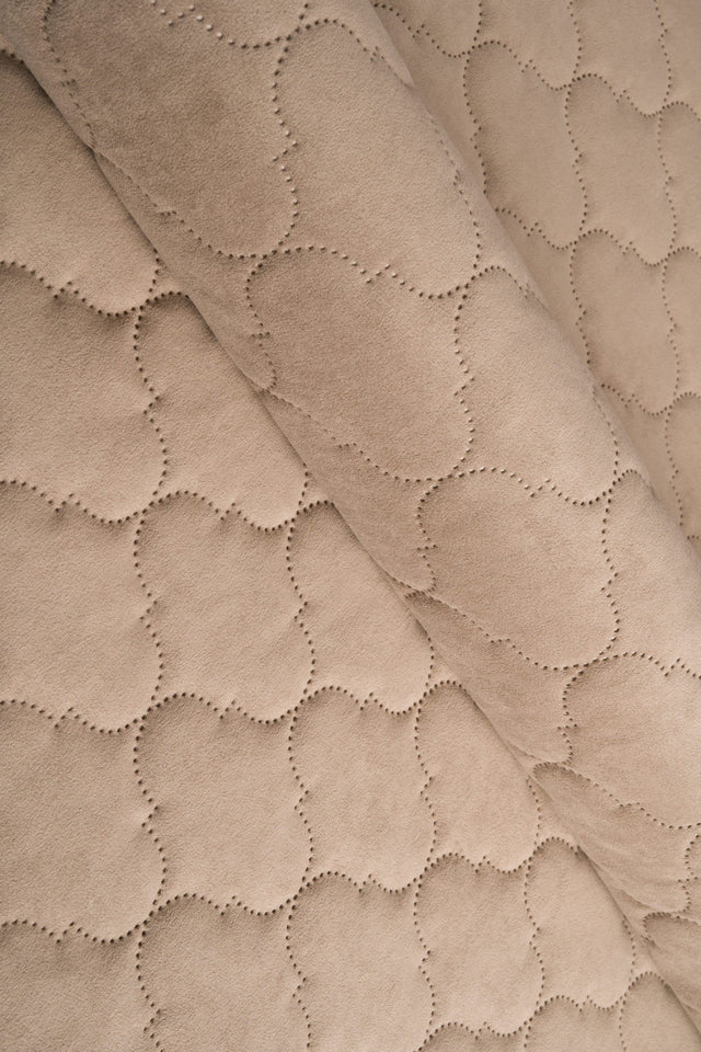 Varm dynbeige Uttario velvet 3D – quiltad velour med bubbelmönster (bild 1 av 3)