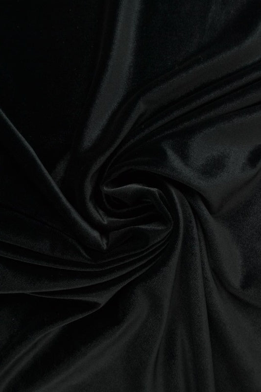 Svart velour med stretch – mjuk stickad kvalitet (bild 1 av 6)