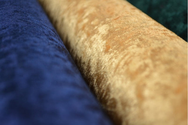 Ockragul krossad velour – stickad, stretchig & glansfullt fall (bild 6 av 7)