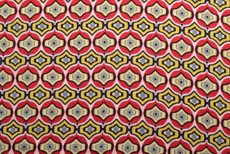 Viscosetyg med rött och gult geometriskt båg tryck (bild 2 av 5)