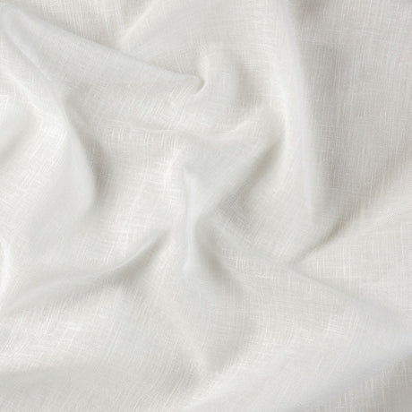 Råhvid semi-transparent voile i linnedlook — nærbillede af vævningen